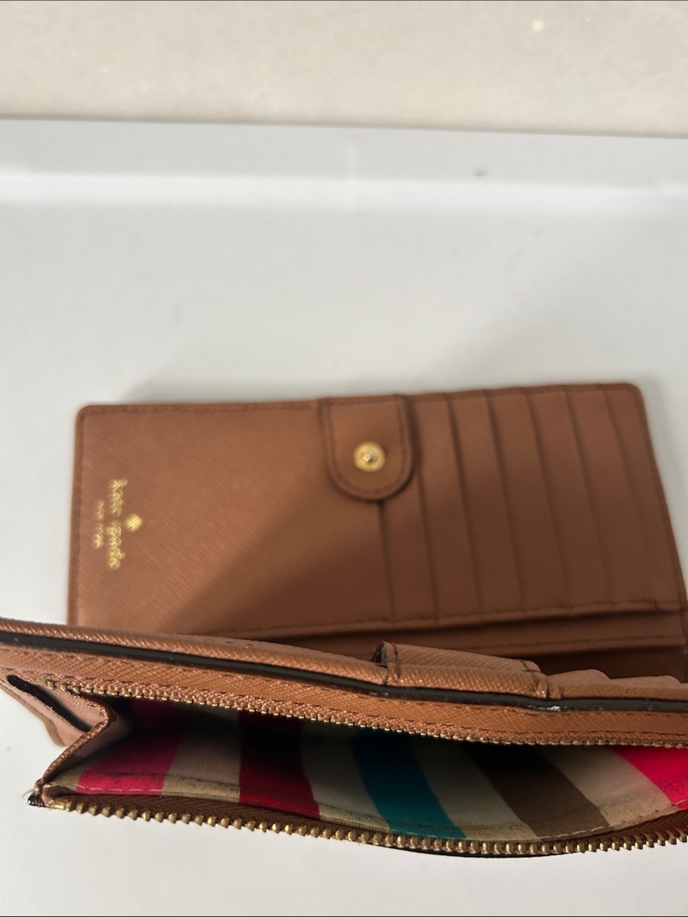 kate spade brown leather men's long wallet - Picture 4 of 6